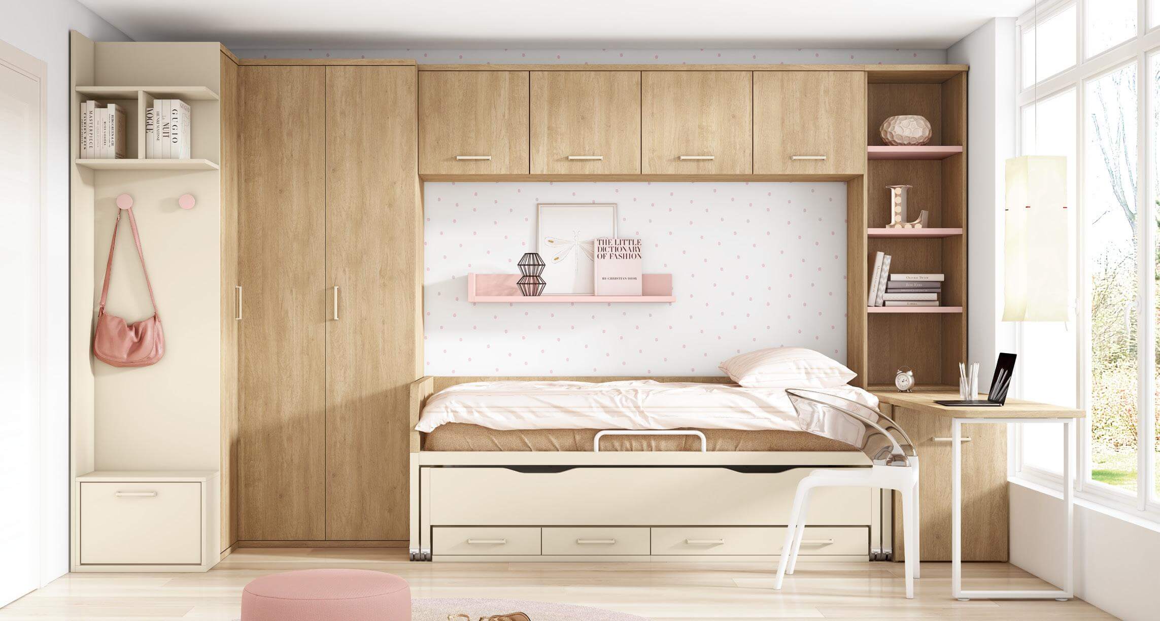 Pack Muebles habitación Juvenil Infantil Completa Color Blanco (Cama +  Armario + Escritorio) Incluye SOMIERES