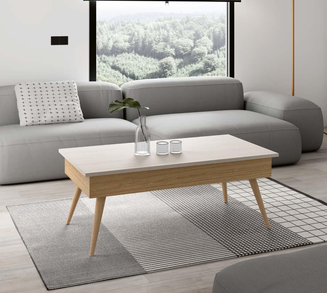 Mesa de centro moderna minimalista blanca sistema elevable